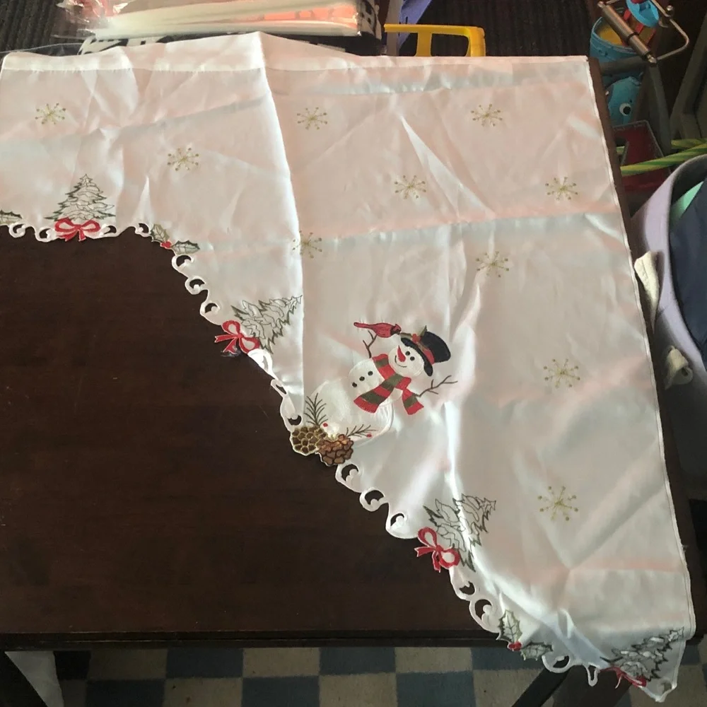 🥧🔥 Snowman Embroidered Layover Curtain